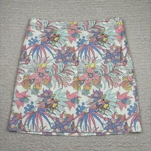 Talbots Skirt Womens 10 Pastel Tropical Bird Print A-Lined Mini Side Zip Coastal